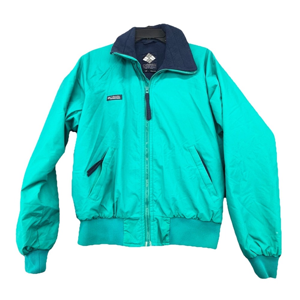 Vintage Columbia Bomber Jacket Womens M Green Full Zip Lined Insulated 80s